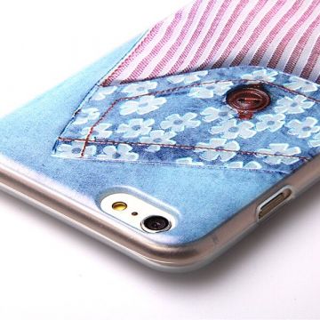 TPU soft shell Jeanszakje met iPhone 6 Plus-bloemen en TPU soft shell  Dekkingen et Scheepsrompen iPhone 6 Plus - 6