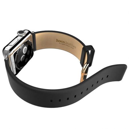 Hoco black leather Apple Watch 40mm & 38mm bracelet with adapters Hoco Straps Apple Watch 38mm - 3