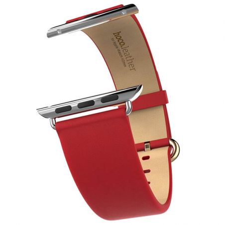 Hoco rood lederen bandje Apple Watch 42mm met adapters  Riemen Apple Watch 42mm - 3