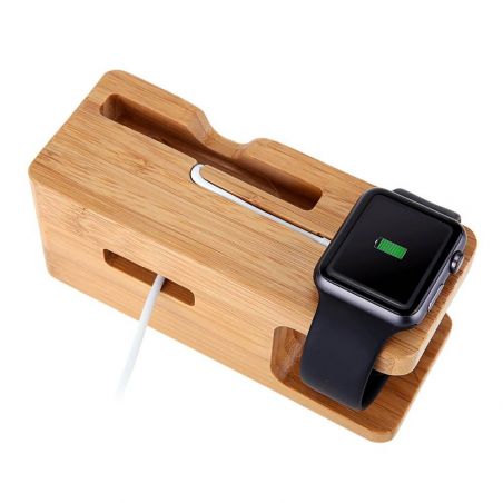 Holzladestation für Apple Watch 38 und 42mm und iPhone  Ladegeräte - Kabel -  Unterstützt und dockt an Apple Watch 38mm - 2