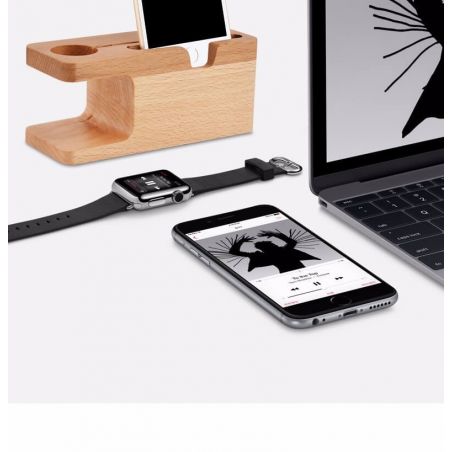 Holzladestation für Apple Watch 38 und 42mm und iPhone  Ladegeräte - Kabel -  Unterstützt und dockt an Apple Watch 38mm - 7