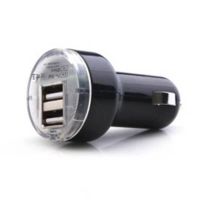 Dubbele USB-autolader voor iPad, iPhone, iPod, iPod Zwart en transparant wit