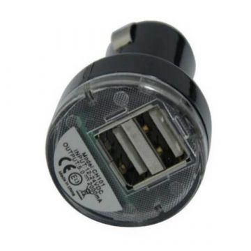 Dual USB car charger for iPad, iPhone, iPod Black and transparent white