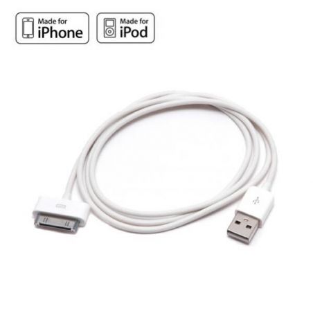 Achat Pack de 2 en 1 (cable +chargeur voiture) IPhone 3G 3GS 4 4S Blanc CHA00-016