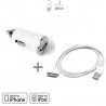 Pack de 2 en 1 (cable +chargeur voiture)  IPhone 3G 3GS 4 4S Blanc