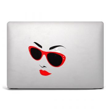 Red lips zonnebril vrouw MacBook sticker  Stickers MacBook - 1