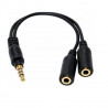 Câble Adaptateur Diviseur Audio Mini Jack 3.5mm 1 à 2 noir pour iPhone iPod