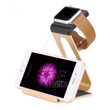 Gold Hoco Aluminium-Ladestation für Apple Watch 38mm, 42mm und iPhone Hoco Ladegeräte - Kabel -  Unterstützt und dockt an Apple 