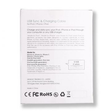 Achat Câble Lightning blanc certifié Apple Made for iPhone (MFI) CHA00-108