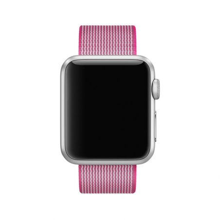 Roze geweven nylon band Apple horloge 42 mm
