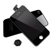 COMPLEET KIT: Touchscreen Glas Digitizer & LCD Scherm & kader & kader & achterkant glas eerste kwaliteit voor iPhone 4 Zwart