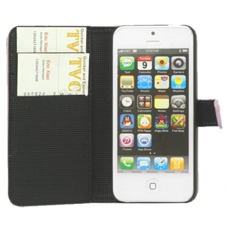 Achat Etui portefeuille stand noir iPhone 5/5S/SE COQ5X-061