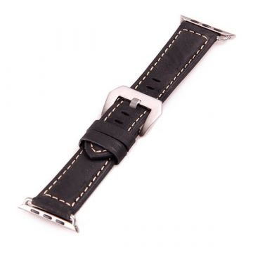 Achat Bracelet cuir noir pour Apple Watch 44mm & 42mm avec adapteurs WATCHACC42-009