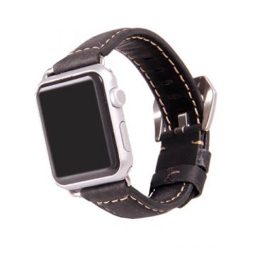 Achat Bracelet cuir noir pour Apple Watch 44mm & 42mm avec adapteurs WATCHACC42-009