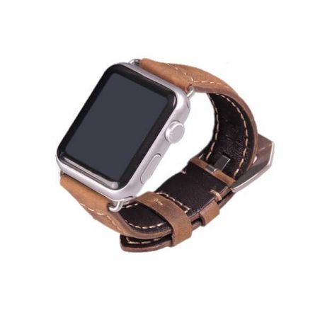 Lederen bandje bruin Apple Watch 42mm met adapters Lederen bandje bruin Apple Watch
