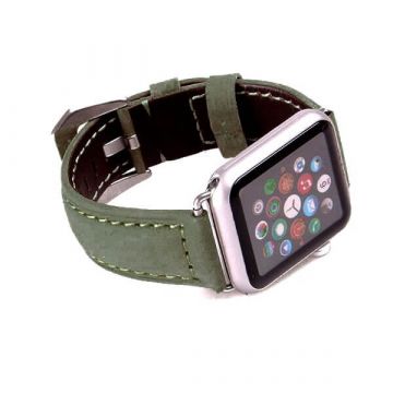 Lederen bandje donkergroen Apple Watch 38mm met adapters Lederen bandje donkergroen met adapters