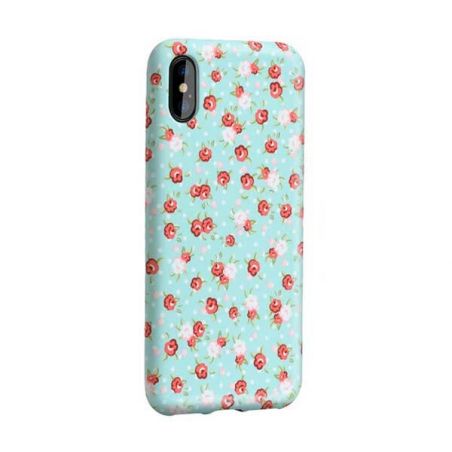 Blue case with flower print iPhone X