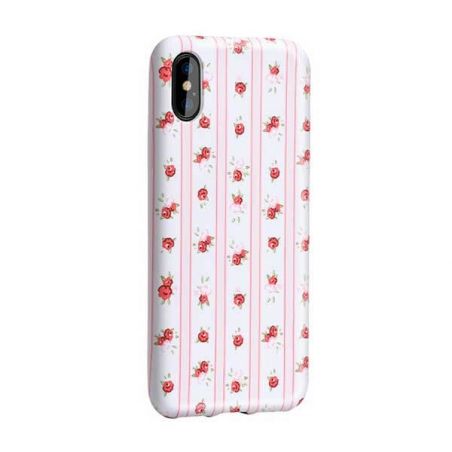Achat Coque à motifs fleuris rayée rose/blanc Hoco iPhone X Xs COQPX-043x