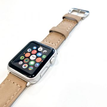 Achat Bracelet cuir beige pour Apple Watch 40mm & 38mm avec adapteurs WATCHACC38-011