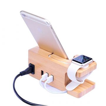 Wooden Docking station for Apple Watch 38 and 42mm and iPhone