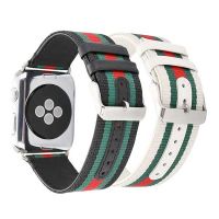 Armband gevlochten Nylon + Leer Apple horloge 38mm  Riemen Apple Watch 38mm - 1