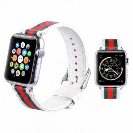 Armband gevlochten Nylon + Leer Apple horloge 38mm  Riemen Apple Watch 38mm - 4