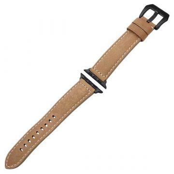 Achat Bracelet cuir beige pour Apple Watch 44mm & 42mm avec adapteurs noirs WATCHACC42-024