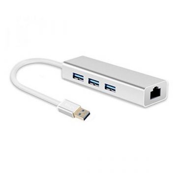 USB 2.0 Ethernet RJ45 + 3 USB adapter  Kabels en adapters MacBook - 1