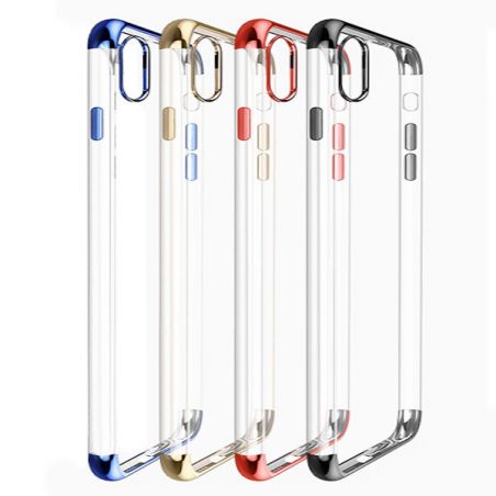Transparent TPU shell with metal color edges iPhone X Xs  Covers et Cases iPhone X - 1