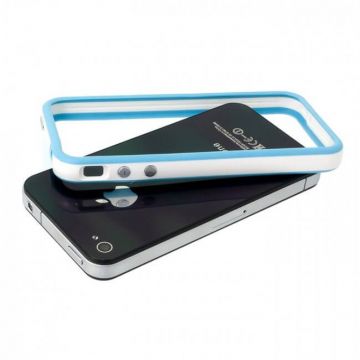 Achat Bumper - Contour TPU Bleu & Blanc IPhone 4 & 4S COQ4X-015X