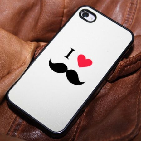 Achat Coque iLove Moustache blanche iPhone 4 4S COQ4X-133X