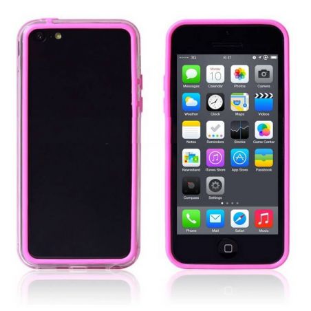 Bumper roze in transparante rand in TPU IPhone 5C