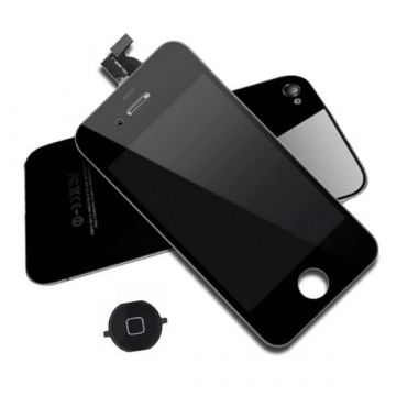 Original Quality Complete Kit : Glass Digitizer & LCD Screen & Frame + Backcover + Button for iPhone 4S Black