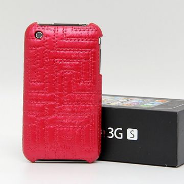 Imitation leather embossed cover Case iPhone 3G 3GS Red