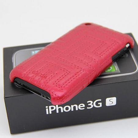 Achat Coque housse simili cuir gaufré iPhone 3G 3GS Rouge COQ3X-003X
