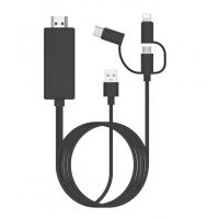 3 in 1 HDMI cable Lightning + Micro USB + USB-C 1m80