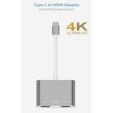 Dual HDMI to USB-C adapter
