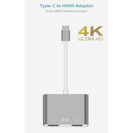 Dubbele HDMI naar USB-C adapter