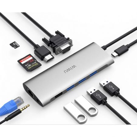 USB-C Hub MacBook / MacBook Pro / Air (Alpha 11 in 1)  MacBook 12" Retina Accessories Early 2015 (A1534 - EMC 2746) - 2