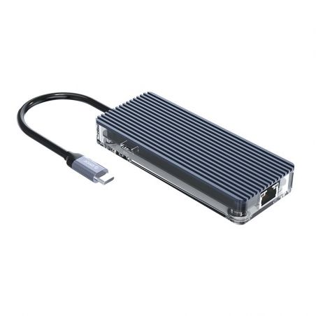 Achat Hub USB-C 6 en 1 Transparent (USB-A / HDMI / RJ45 / USB-C) WB-6RJ-GY-BP