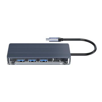 Achat Hub USB-C 6 en 1 Transparent (USB-A / HDMI / RJ45 / USB-C) WB-6RJ-GY-BP
