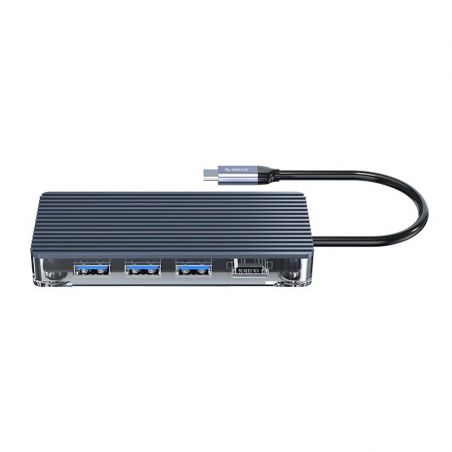 Transparante 6 in 1 USB-C Hub (USB-A / HDMI / RJ45 / USB-C)