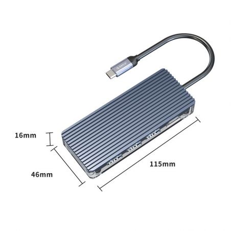USB-C-Hub 6 in 1 Transparent (USB-A / HDMI / RJ45 / SD-Karte)