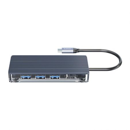 USB-C Hub 6 in 1 Transparant (USB-A / HDMI / RJ45 / SD-kaart)