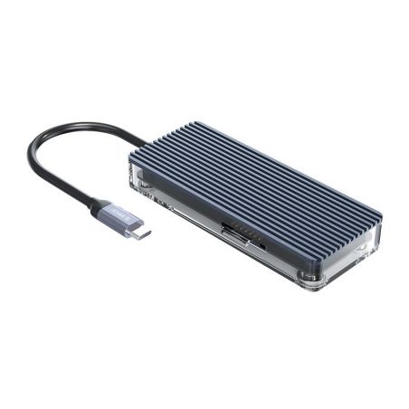 USB-C Hub 6 in 1 Transparent (USB-A / HDMI / RJ45 / SD card)