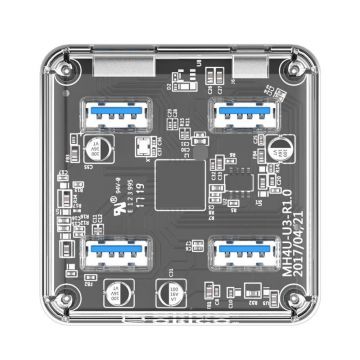 Hub 4 USB 3.0 Transparent (quadratisches Modell)