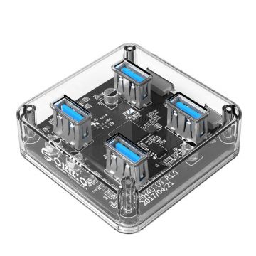 Hub 4 USB 3.0 Transparent (quadratisches Modell)