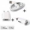Pack Chargeur 3 en 1 iPhone 3G 3GS 4 4S Blanc